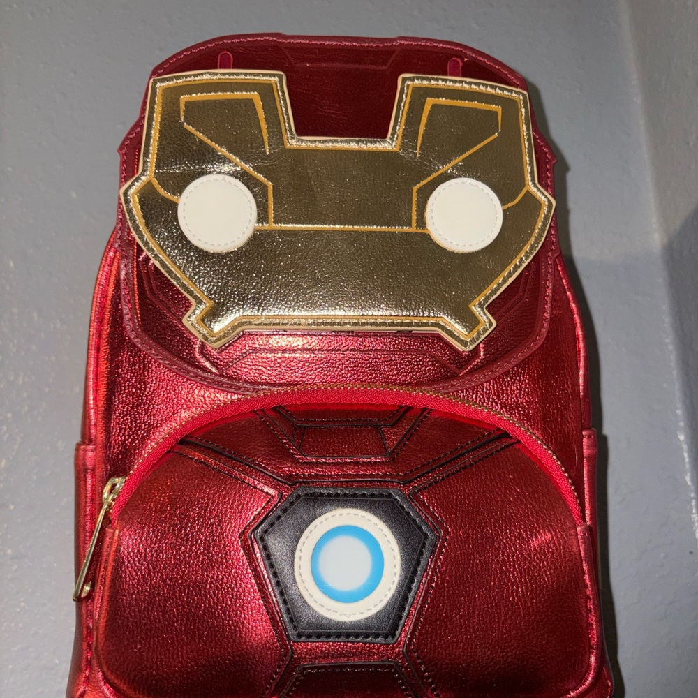 Loungefly Red and Gold Light Up Iron Man Backpack